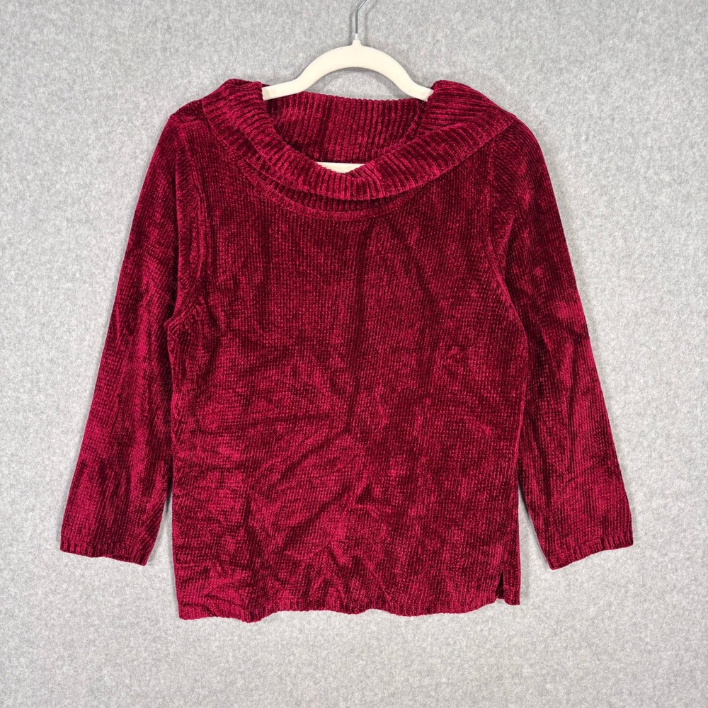 Rafaella Chenille Cowl Neck Sweater Large Super Soft Cozy Feminine Career Dressy